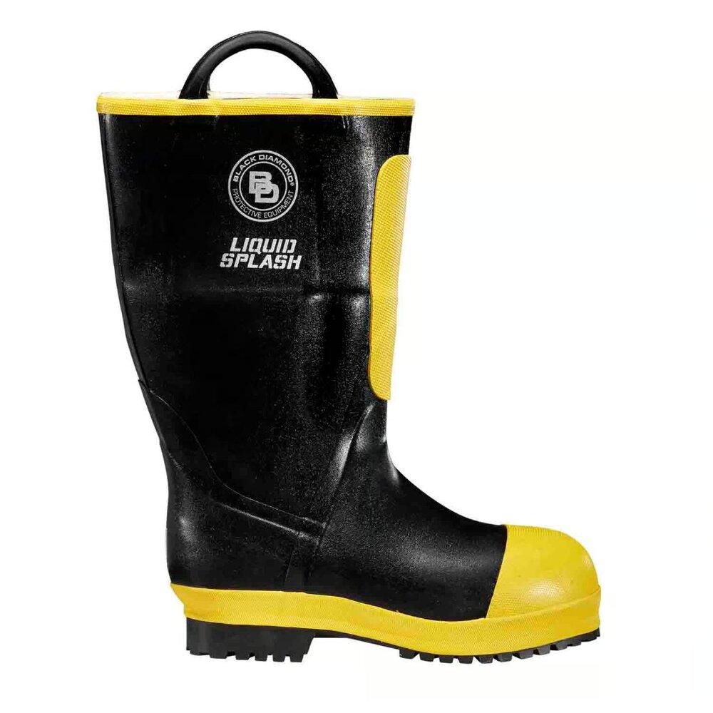 The Black Diamond Rubber Fire Boot is a men's rain boot in size 9, designed wit